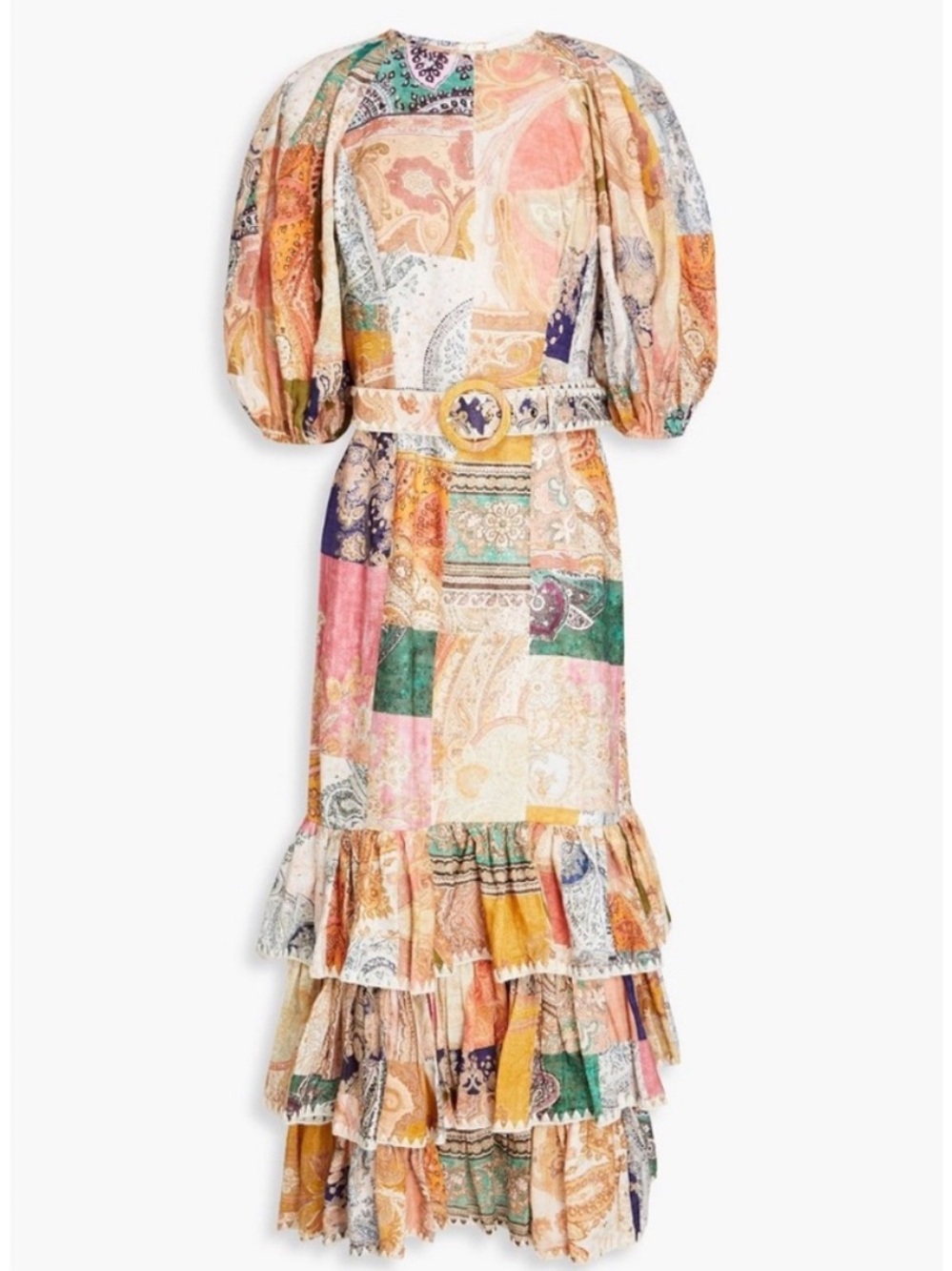 Zimmermann Patchwork Paisley Puff-Sleeve Tiered Maxi Dress - Multi